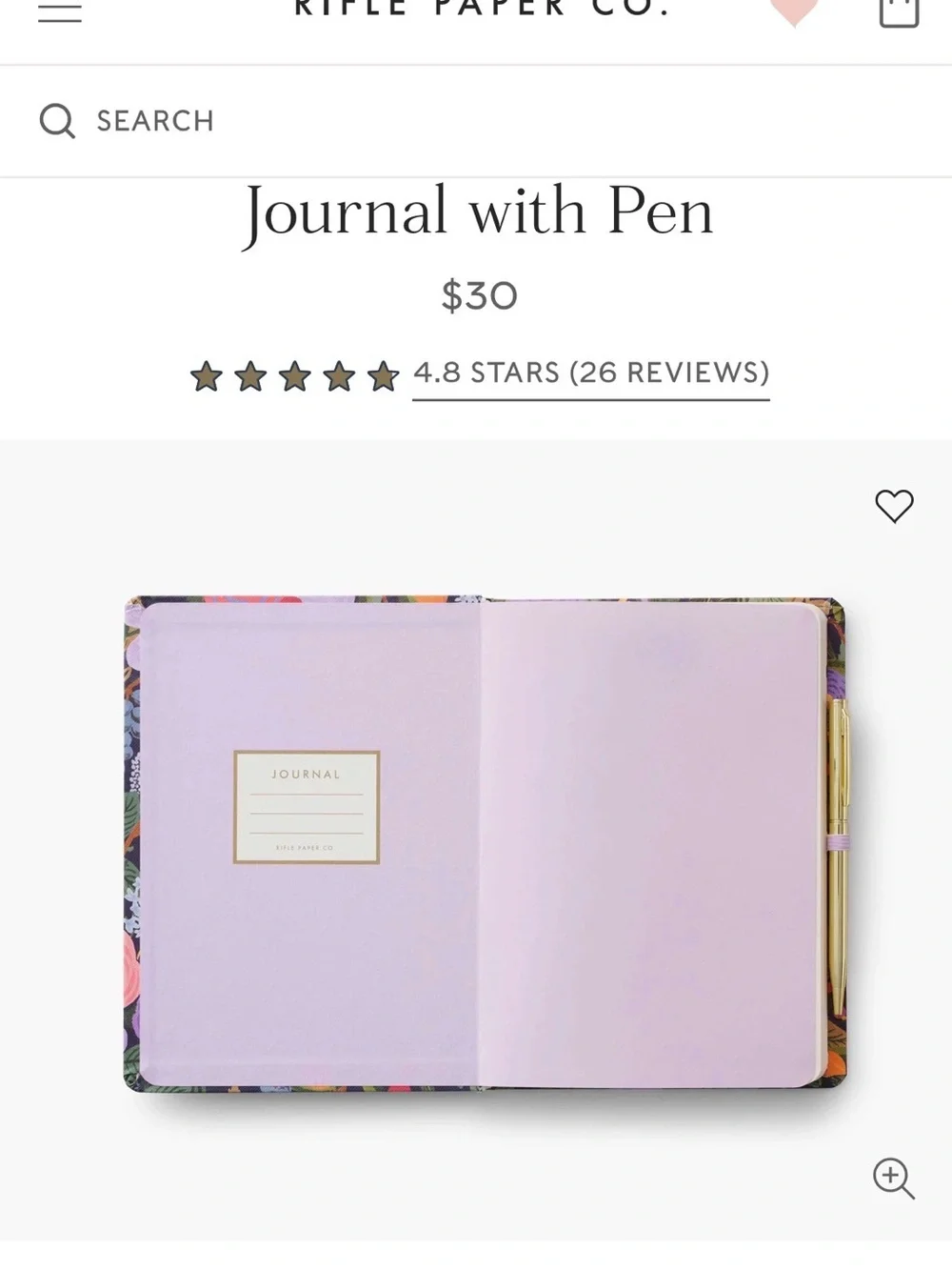 Riffle paper Co. Journal with pen “Garden Party Violet” 144 pages